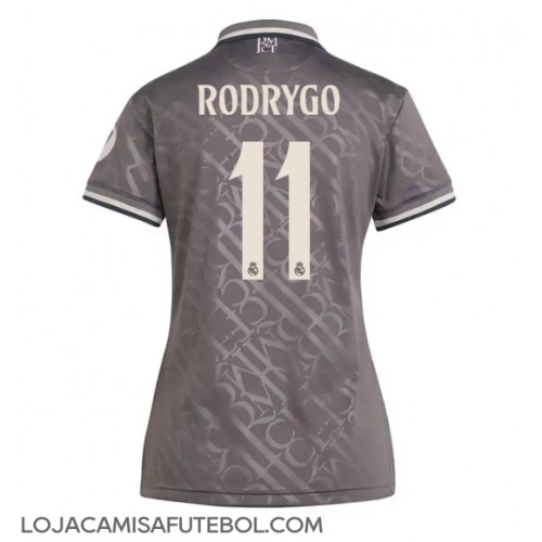 Camisa de Futebol Real Madrid Rodrygo Goes #11 Equipamento Alternativo Mulheres 2024-25 Manga Curta